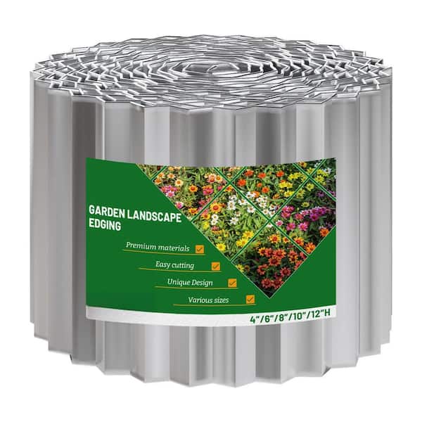 6 in. D x 480 in. W Corrugated Silver Metal Garden Edging Sturdy Lawn Border for Lawn Flower Bed Garden Yard
