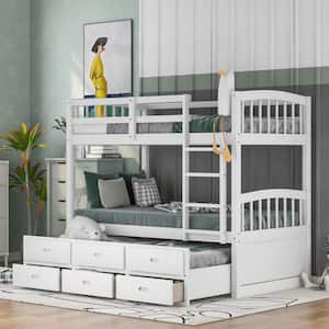 Amelia White Wood Frame Twin Platform Bed with Trundle