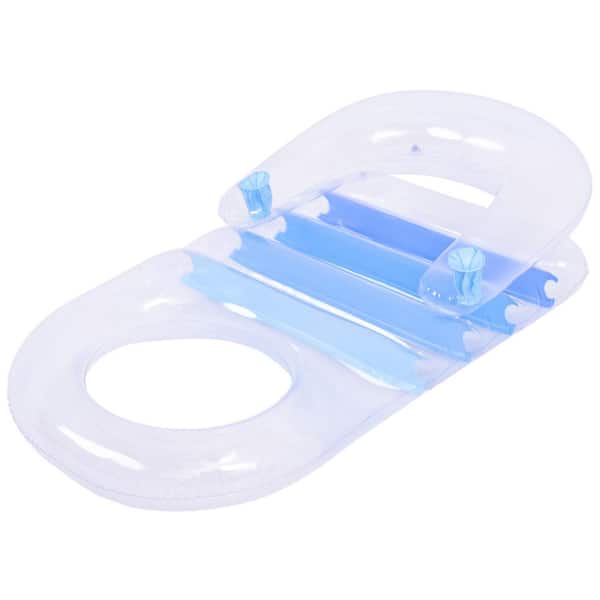 Pool Central 33.5 in. Clear Transparent Inflatable Pool Lounger with Cup Holders
