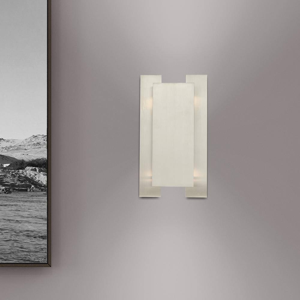 Brushed Nickel 2-Light Vertical/Horizontal Wall Sconce
