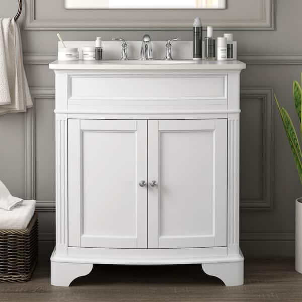 Terryn 31 in. Single Sink White Bath Vanity with White Cultured Marble Top (Assembled)