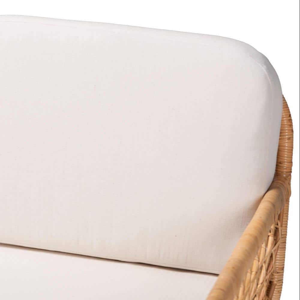 Bohemian Light Honey Rattan Tete-a-Tete Sofa with Removable Cushions