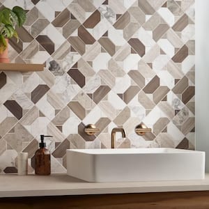 Sheba Russet Brown 12.83 in. x 12.83 in. Polished Marble Luxury Mosaic Floor and Wall Tile 1.14 sq. ft./Each
