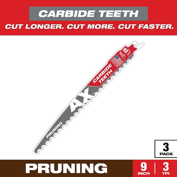 9 in. 3 TPI Pruning Carbide Teeth Wood Cutting SAWZALL Reciprocating Saw Blades (3-Pack)