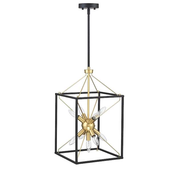 Hukoro Alfa 9-Light 12.2 in. Modern Rectangle Lantern Pendant