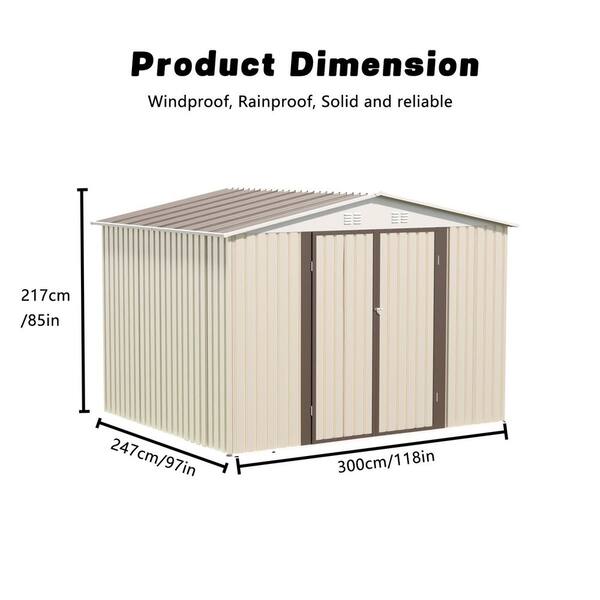 10 ft. W x 8 ft. D Cream White Metal Outdoor Storage Shed