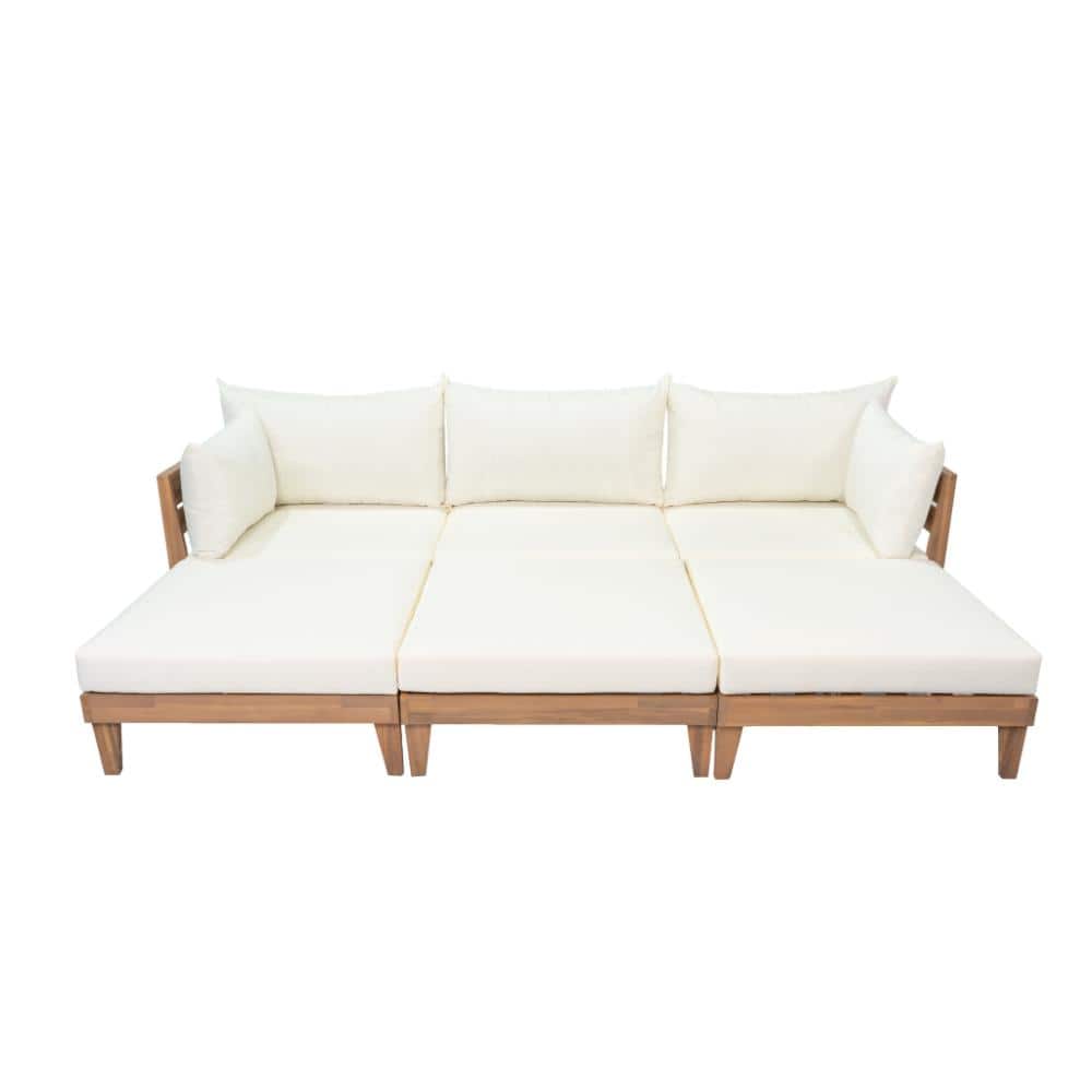 6-Piece Outdoor Sofa Set Daybed with Beige Cushions and Coffee Table for Garden price history on PriceWatchPro