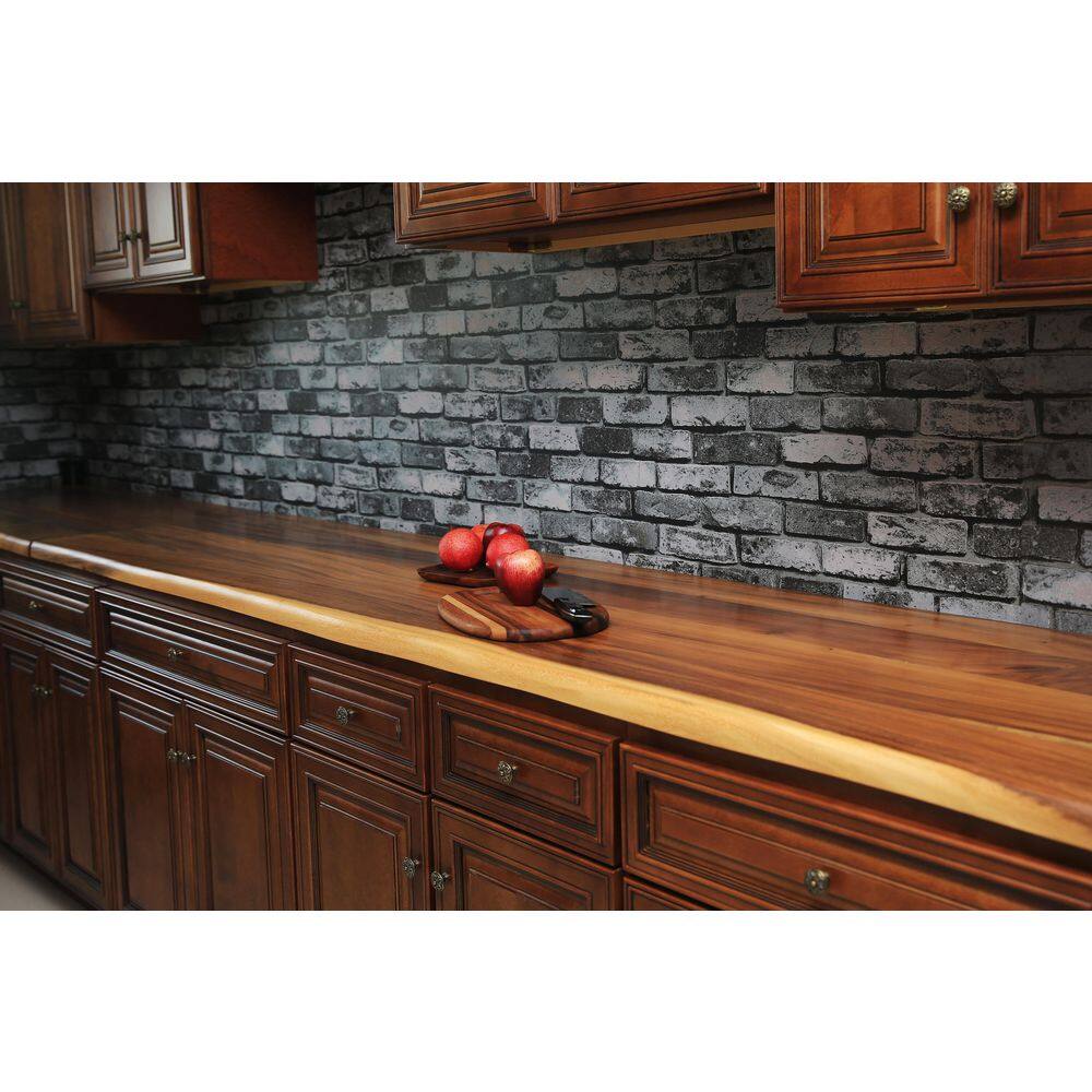 Hampton Bay 10 ft. L x 25 in. D Finished Saman Solid Wood Butcher Block Countertop With Live Edge