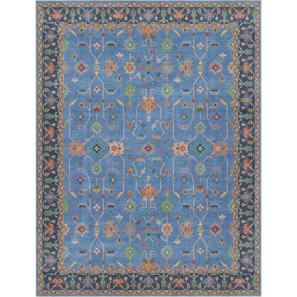 Ushak Antalya Modern Vintage Persian, Blue 5 ft. 3 in. x 7 ft. 3 in. Area Rug