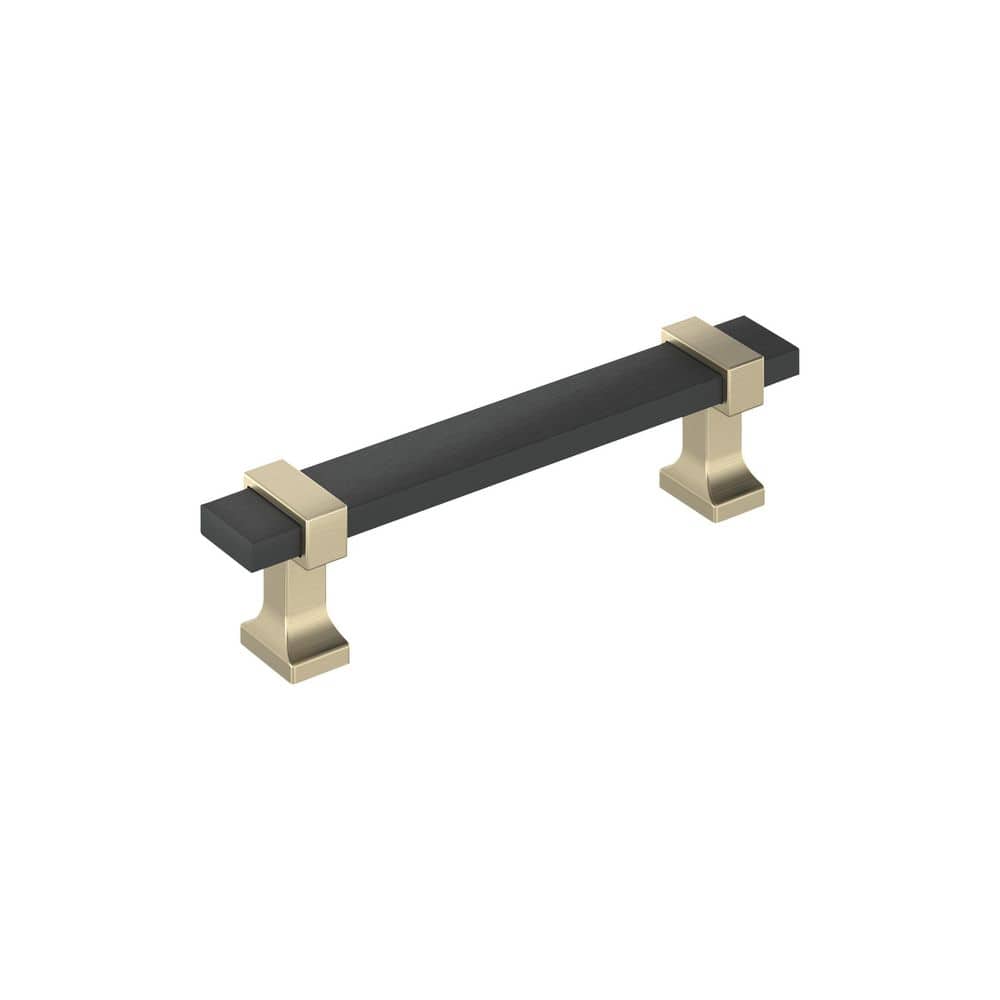 Overton 3-3/4 in. (96mm) Center-to-Center Modern Brushed Matte Black/Golden Champagne Bar Cabinet Pull price history on PriceWatchPro