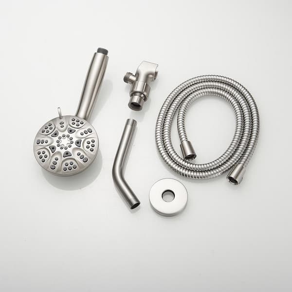 Single Handle 6-Spray Round Shower Faucet 2.5 Gpm with Detachable Handheld Shower in Brushed Nickel (Valve Included)