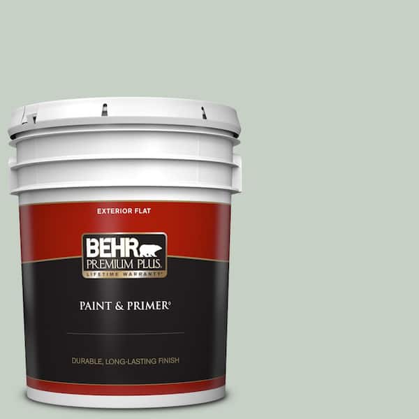 BEHR PREMIUM PLUS 5 gal. #N400-2 Frosted Sage Flat Exterior Paint & Primer