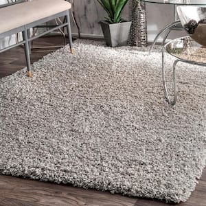 Marleen Plush Shag Silver 10 ft. x 14 ft. Contemporary Area Rug