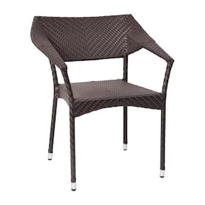 Brown Wicker/Rattan Outdoor Lounge Chair in Brown