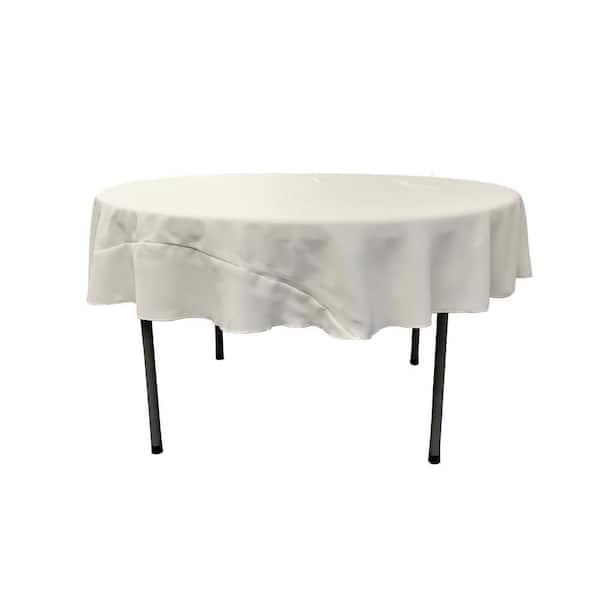72 in. White Polyester Poplin Round Tablecloth