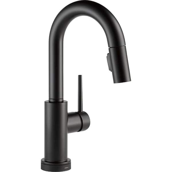 Delta Trinsic Single-Handle Pull-Down Sprayer Bar Faucet Featuring Touch2O Technology in Matte Black