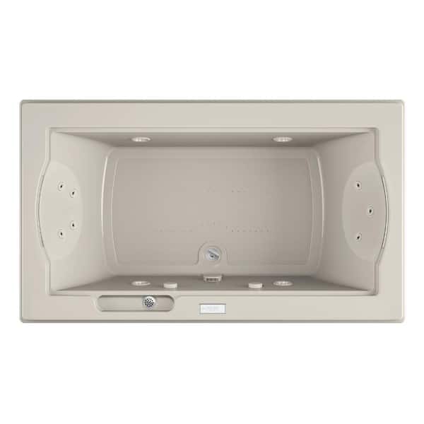 JACUZZI FUZION SALON SPA 72 in. x 42 in. Rectangular Combination Bathtub with Center Drain in Oyster