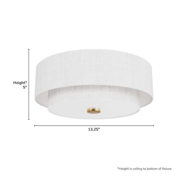 Hunter Fan Company - Hunter Brookside 13.25 In 2 Light Luxe Gold Drum Flush Mount Lighting for Hallway