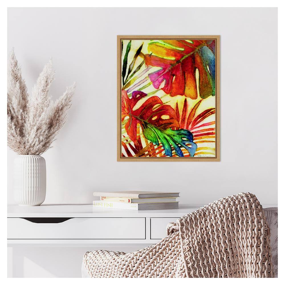 Tropic Botanicals I Colorful Canvas Print with Maple Frame