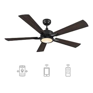 Apex 56 in. Dimmable LED Indoor/Outdoor Black Smart Ceiling Fan