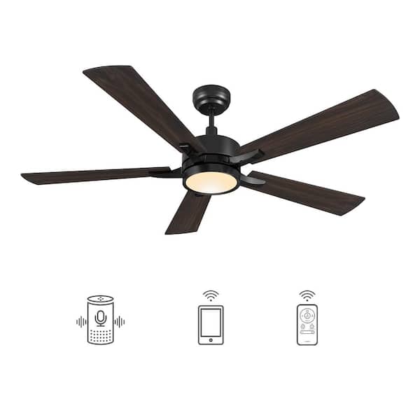 CARRO Apex 56 in. Dimmable LED Indoor/Outdoor Black Smart Ceiling Fan, with Light and Remote, Works with Alexa/Google Home