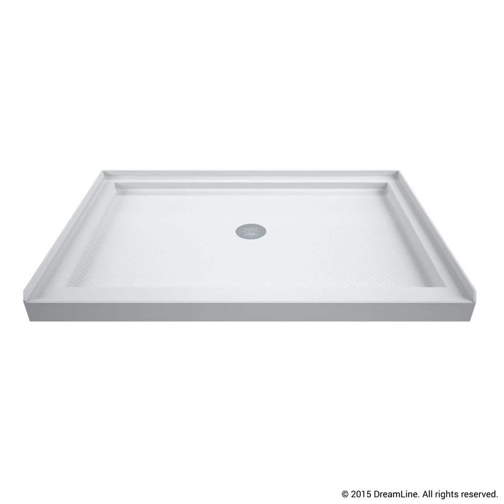 DreamLine SlimLine 36 in. D x 48 in. W x 2 3/4 in. H Center Drain Single Threshold Shower Base in White