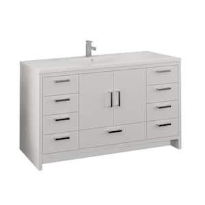 Imperia 60 in. Modern Bathroom Vanity in Glossy White with Vanity Top in White with White Basin