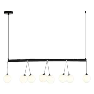 39.37 in. Black 8-Light Modren Pendant Light with 8 Spherical Shades