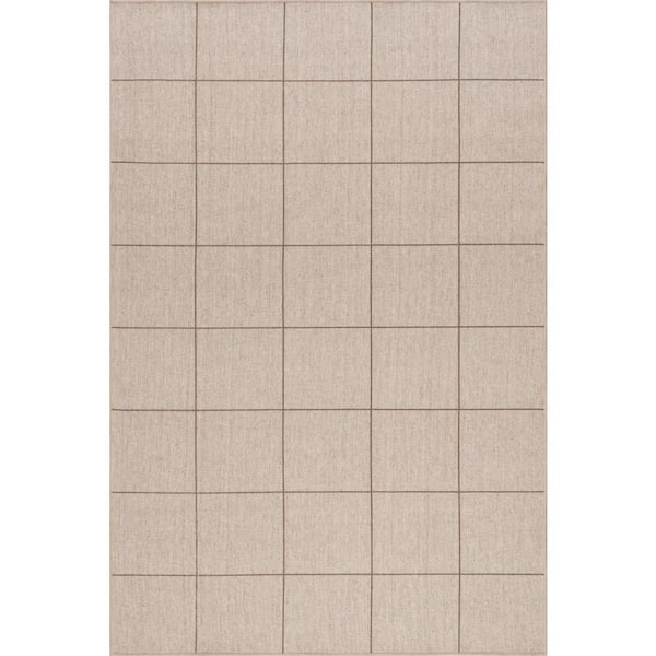 Blythe Checkered Washable Beige 5 ft. x 8 ft. Indoor Area Rug