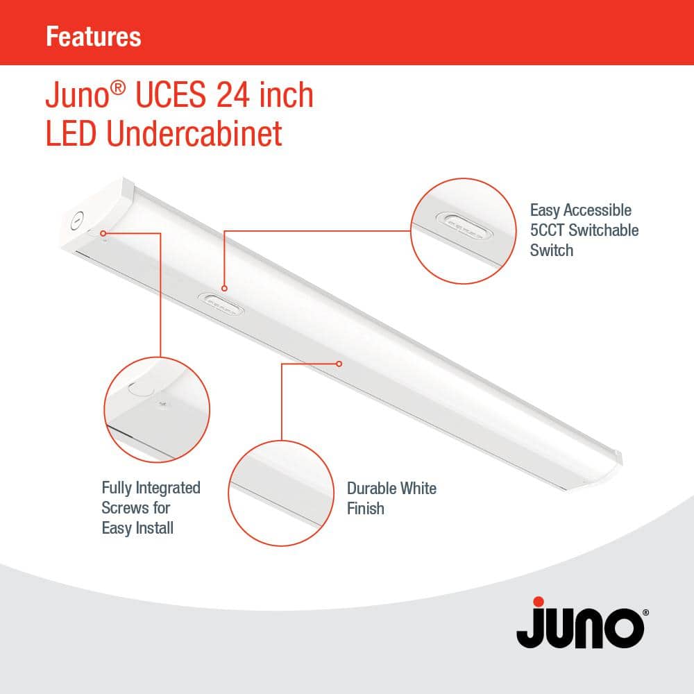 24-Inch Gloss White Metal LED Under Cabinet Light Bar