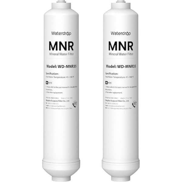Waterdrop WD-MNR35 Remineralization Filter, Filter for Undersink Reverse Osmosis System, Restore Essential Minerals, 2-Pack