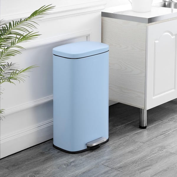 Curtis 8-Gal. Step-Open Trash Can, Tide Pool Blue