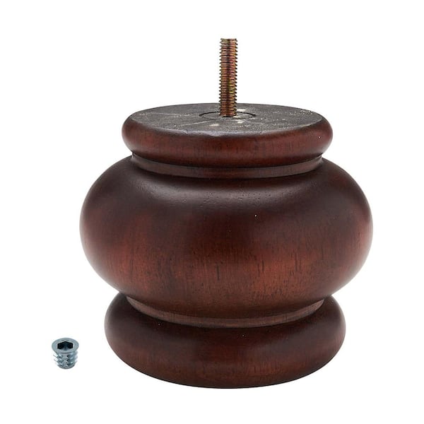 American Pro Decor 4 in. x 4-7/8 in. Stained Cherry Solid Hardwood Round Bun Foot