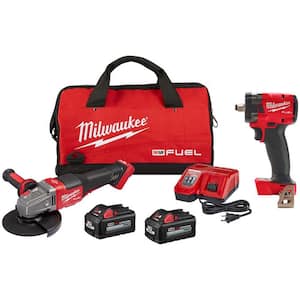 M18 FUEL 18V Lithium-Ion Brushless Cordless 4-1/2/6 in. Grinder, Paddle Switch Kit, 1/2 in. Impact Wrench & 2 Batteries