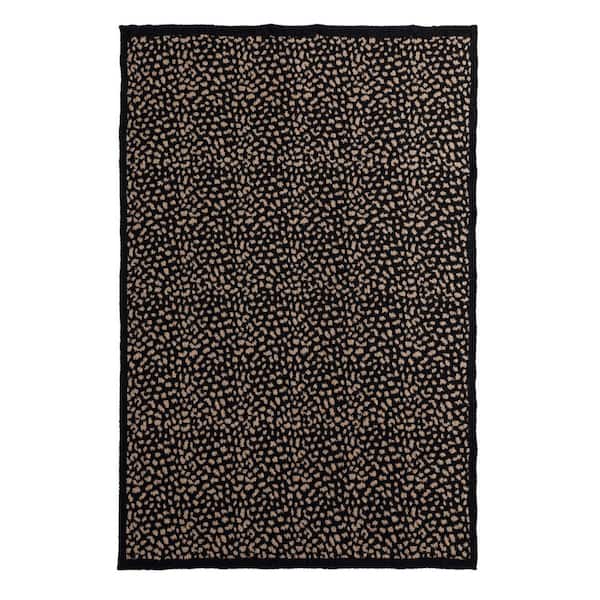 JUICY COUTURE Juicy Leopard Jacquard Brown 50 in. 70 in. Plush Feather Knit Throw Blanket