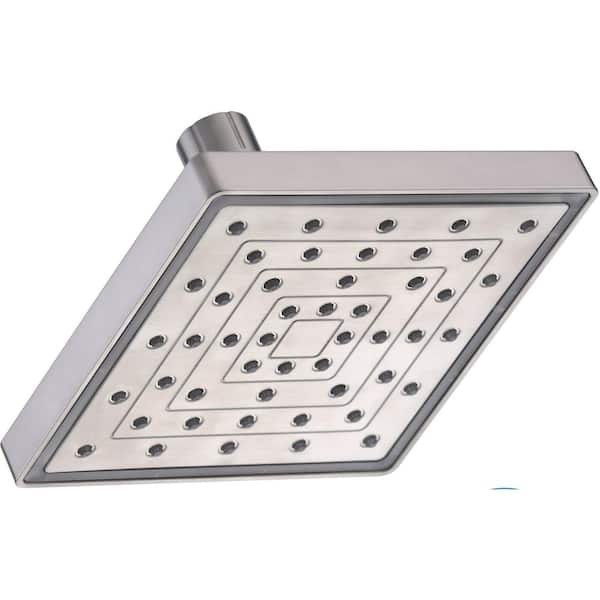 Glacier Bay 1-Spray 6 in. Single Wall Mount Water Powered LED Fixed Rain Shower Head in Brushed Nickel