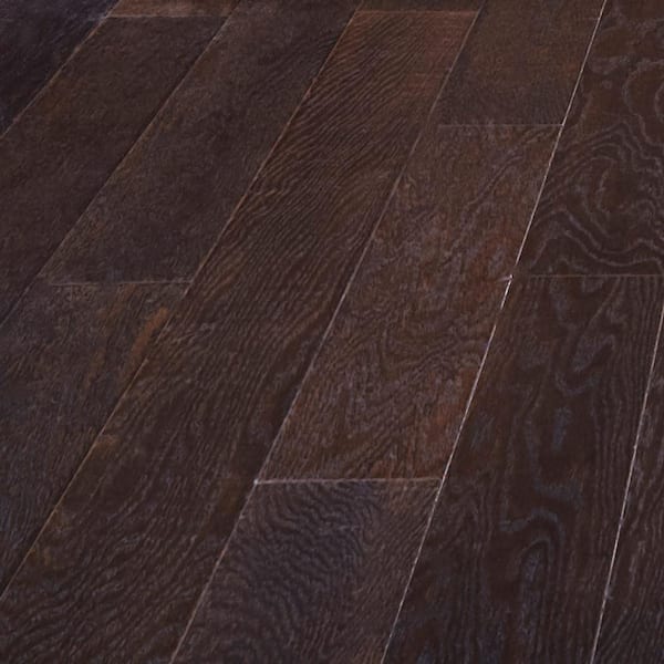 HOMELEGEND Wire Brushed Oak Coffee 3/8 in. Thick x 5 in. Wide x Varying Length Click Lock Hardwood Flooring (19.69 sq. ft. / case)