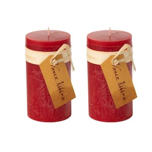 6" Cranberry Timber Pillar Candles (Set of 2)