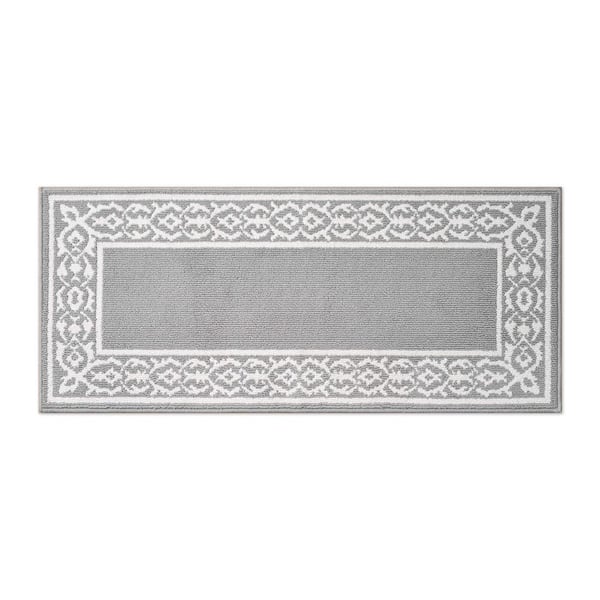 Lorreta 2-Tone Light Gray/Ivory 2 ft. x 5 ft. Tufted Border Polypropylene Area Rug