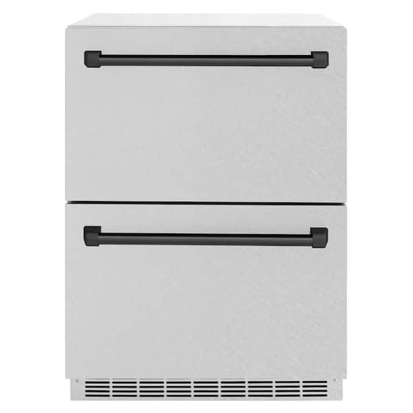 24 in. Autograph Touchstone 168 Can Outdoor Refrigerator Drawer in Satin Stainless Steel and Black Handles
