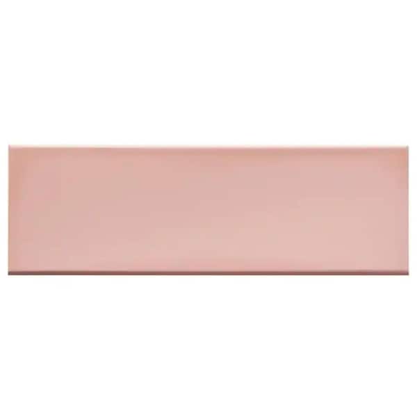 Remington Pink 3.93 in. x 11.81 in. Polished Porcelain Wall Bullnose Tile