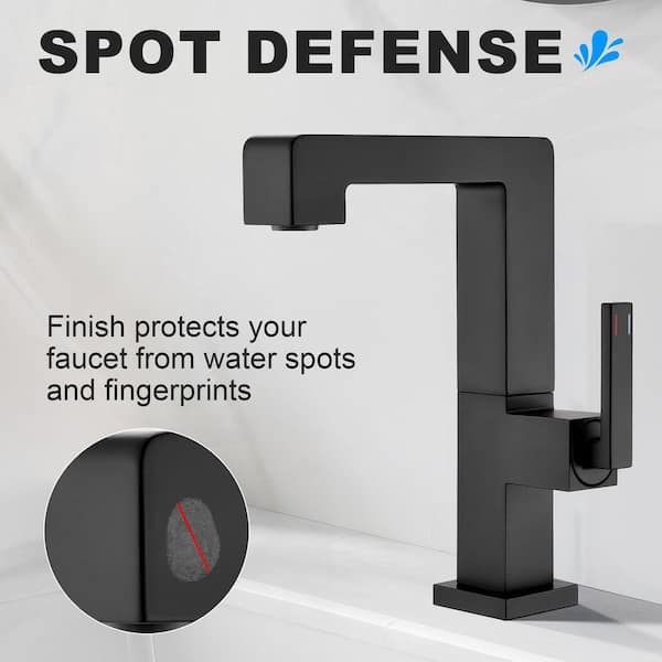 Tomfaucet Single Handle Single Hole Bathroom Faucet in Matte Black