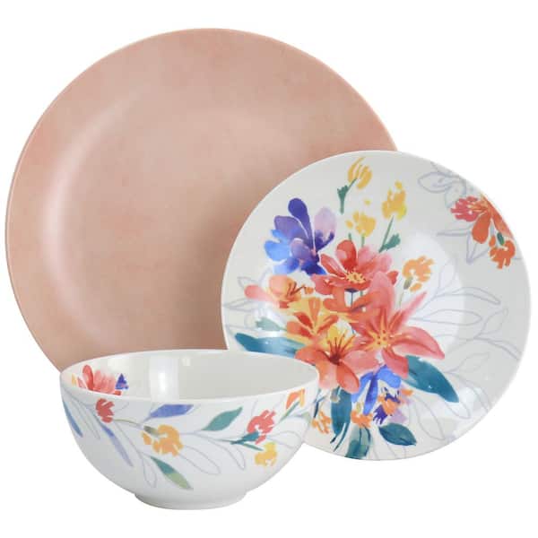 Sweet Romance Blossom 12PCS Dinnerware Set Dishwasher Safe Plates Bowls  Dining