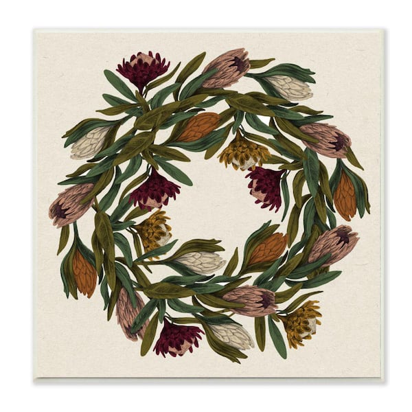Stupell Industries Wild Thistle Wreath Autumn Harvest Charm By Daphne Polselli Unframed Print Nature Wall Art 12 in. x 12 in.