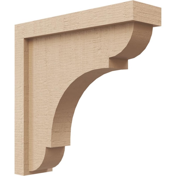 Ekena Millwork 3 in. x 12 in. x 12 in. Series 1 Thin Bryant Rough Cedar Woodgrain Timberthane Polyurethane Corbel, Primed Tan