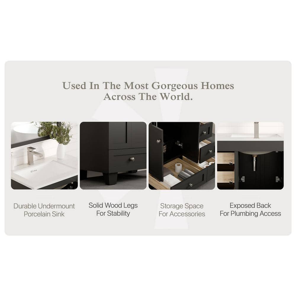 Happy 30" Espresso Birch Vanity with Carrara Marble Top