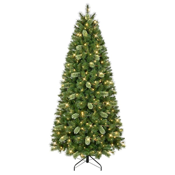 7.5 ft. Pre-Lit Slim Teton Pine Artificial Christmas Tree with 350 LED Lights