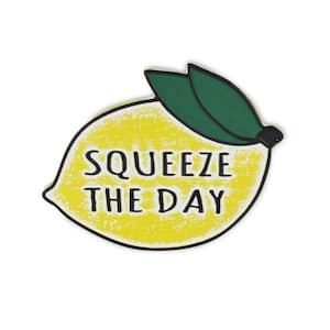 19 in. x 14.25 in. Yellow, White Lemon Squeeze The Day Metal Wall Art 1-Piece