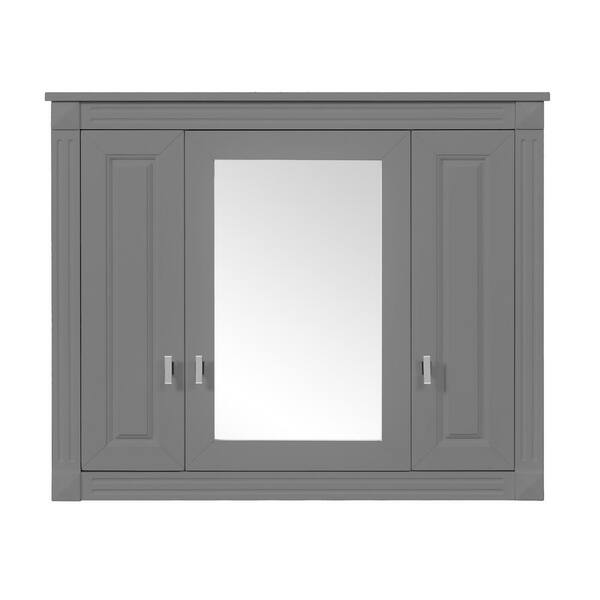 35 in. W x 28.74 in. H Rectangular Gray Surface Mount Bathroom Medicine Cabinet with Mirror
