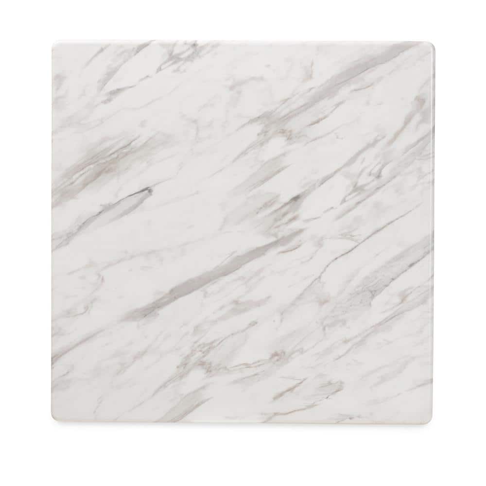 Kaylee Transitional Square Wood Dining Table with Faux Marble Top